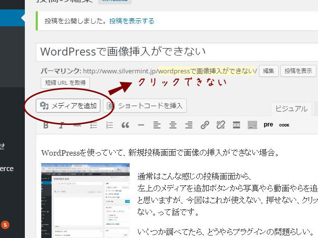 WordPressで画像挿入ができない